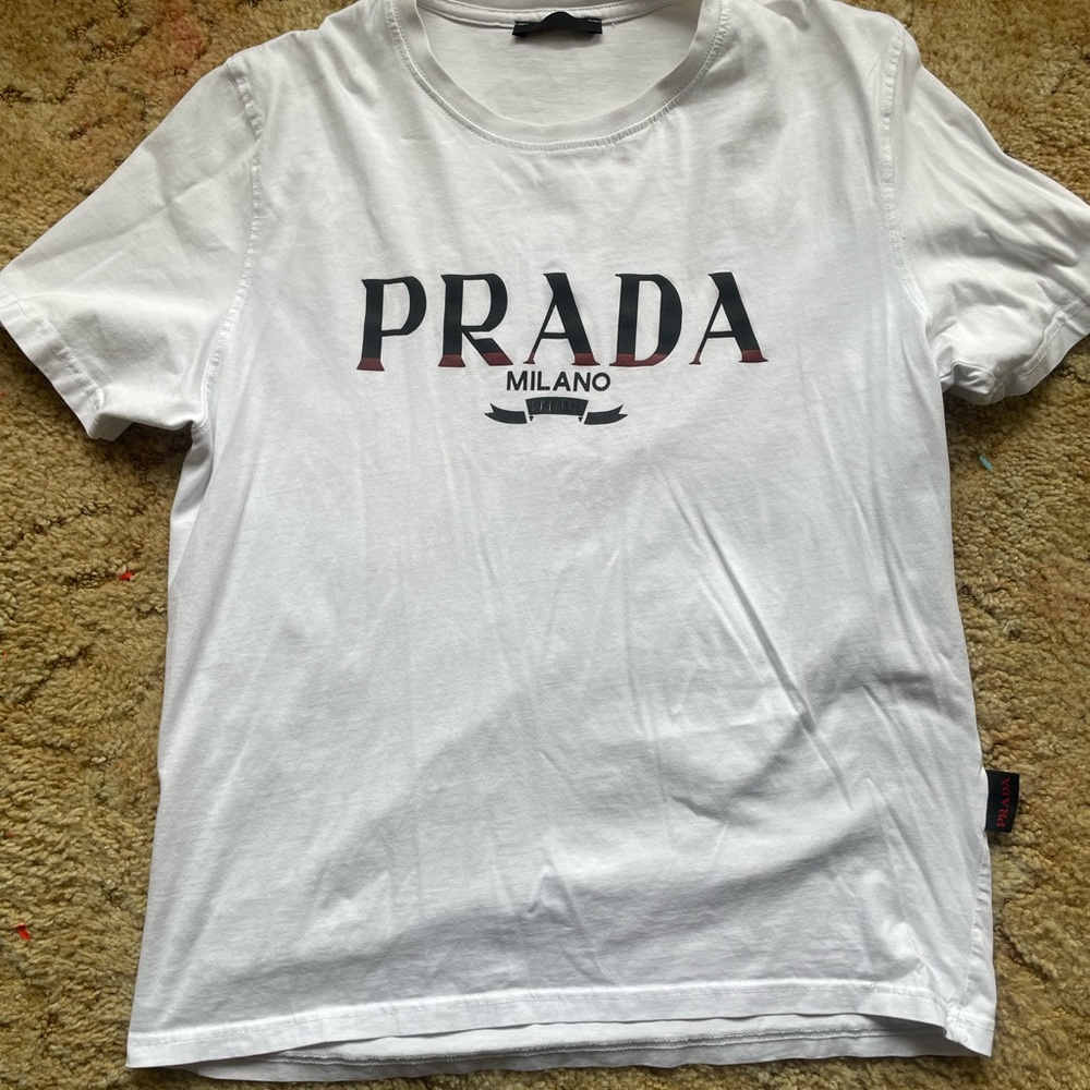 Prada White Logo Men's Tee